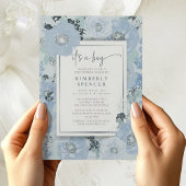 It's A Boy Blue Floral Baby Shower  招待状