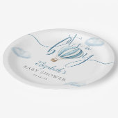 Its A Boy Blue Hot Air Balloon Baby Shower ペーパープレート (アングル)