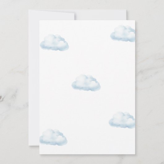 Its A Boy Blue Hot Air Balloon Baby Shower 招待状 (裏面)