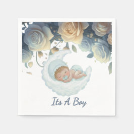 Its A Boy Blue Roses Floral Decorative Baby スタンダードカクテルナプキン