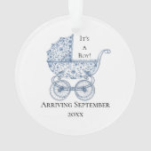 It's A Boy! Blue Toile Pregnancy Announcement オーナメント (裏面)