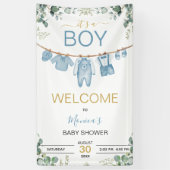 It's A Boy Blue Watercolor Baby Shower Welcome 横断幕 (縦)