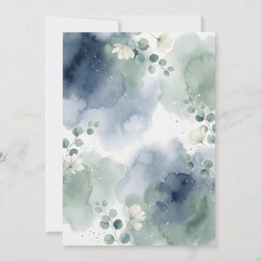 Its a Boy Celebration Navy Blue Balloon Baby Showe 招待状 (裏面)