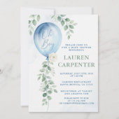 Its a Boy Celebration Navy Blue Balloon Baby Showe 招待状 (正面)