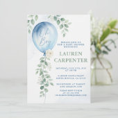 Its a Boy Celebration Navy Blue Balloon Baby Showe 招待状 (スタンド正面)