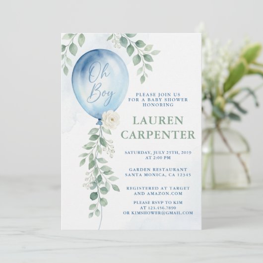 Its a Boy Celebration Navy Blue Balloon Baby Showe 招待状 (スタンド正面)