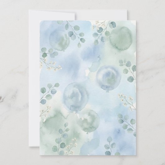 Its a Boy Celebration Navy Blue Balloon Baby Showe 招待状 (裏面)