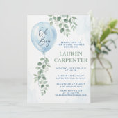 Its a Boy Celebration Navy Blue Balloon Baby Showe 招待状 (スタンド正面)