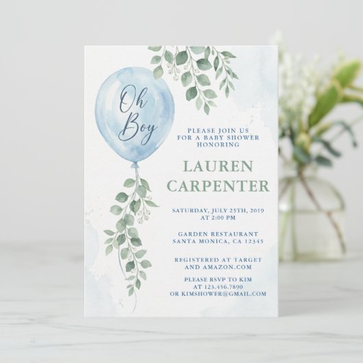 Its a Boy Celebration Navy Blue Balloon Baby Showe 招待状 (スタンド正面)