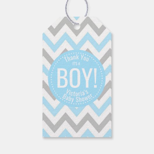Its a Boy Chevron Blue Gray/Gray Baby Showerの特典 ギフトタグ (裏面)