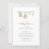 Its a Boy Clothes Minimalist Boho Baby Shower 招待状 (正面)