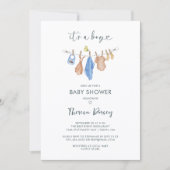 Its a Boy Clothes Watercolor Modern Baby Shower 招待状 (正面)