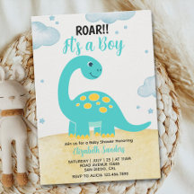 It's a Boy, Cute Watercolor Dinosaur Baby shower 
