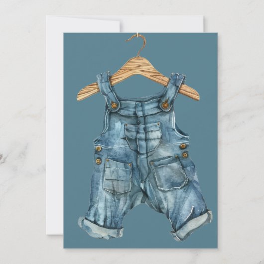 It's a Boy Denim Clothes Blue Jean Baby Shower 招待状 (裏面)