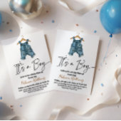 It's a Boy Denim Clothes Blue Jean Baby Shower 招待状