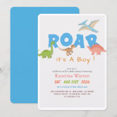 It's A Boy Dino Dinosaur Baby Shower 招待状 (正面/裏面)