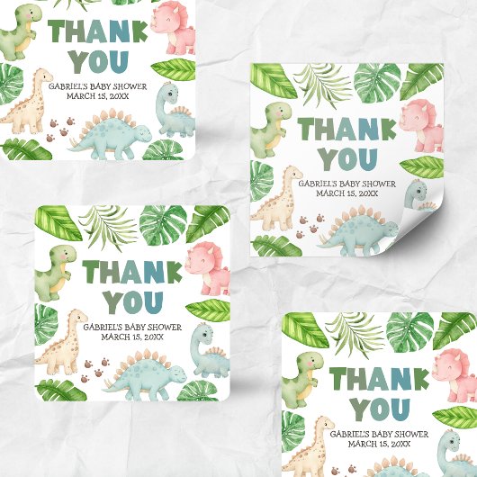 It's a Boy Dinosaur Baby Shower スクエアシール