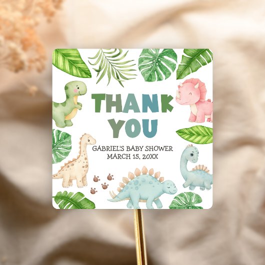 It's a Boy Dinosaur Baby Shower  スクエアシール