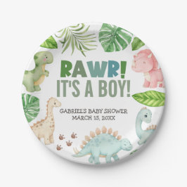 It's a Boy Dinosaur Baby Shower ペーパープレート