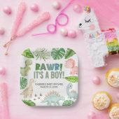 It's a Boy Dinosaur Baby Shower ペーパープレート (パーティー)