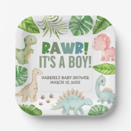 It's a Boy Dinosaur Baby Shower ペーパープレート