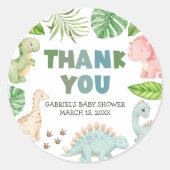 It's a Boy Dinosaur Baby Shower  ラウンドシール (正面)