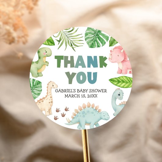 It's a Boy Dinosaur Baby Shower  ラウンドシール