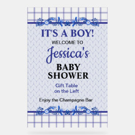 It's A Boy Elegant Blue Baby Shower アクリルサイン
