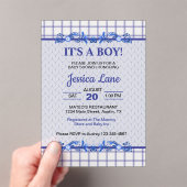 It's A Boy Elegant Blue Baby Shower アクリル招待状 (インサイチュ (ポータブル))