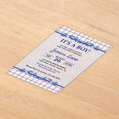 It's A Boy Elegant Blue Baby Shower アクリル招待状 (レイダウン)