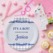 It's A Boy Elegant Blue Baby Shower ペーパープレート (パーティー)