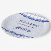 It's A Boy Elegant Blue Baby Shower ペーパープレート (アングル)