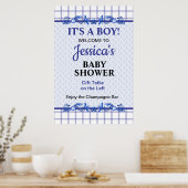 It's A Boy Elegant Blue Baby Shower ポスター (キッチン)