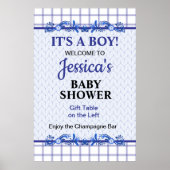 It's A Boy Elegant Blue Baby Shower ポスター (正面)