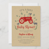 It's A Boy Farm Tractor Baby Shower Invitation 招待状 (正面)