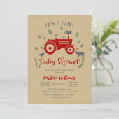 It's A Boy Farm Tractor Baby Shower Invitation 招待状 (スタンド正面)