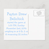 Its A Boy Footballテーマ誕生の発表 案内ポストカード (裏面)