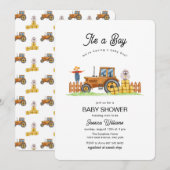It's A Boy Framer Tractor Baby Shower 招待状 (正面/裏面)