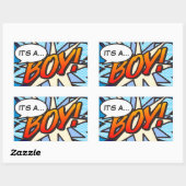 IT'S A BOY Genderおもしろいレトロ漫画本 長方形シール (シート)