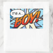 IT'S A BOY Genderおもしろいレトロ漫画本 長方形シール (バッグ)