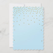 IT'S A BOY Light Blue & 金ゴールド紙吹雪招待状 招待状 (裏面)