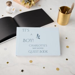 It's A Boy! Minimalism Pastel Blue Baby Shower ゲストブック
