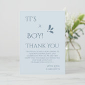 It's A Boy! Minimalism Pastel Blue Baby Shower サンキューカード (スタンド正面)