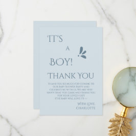 It's A Boy! Minimalism Pastel Blue Baby Shower サンキューカード