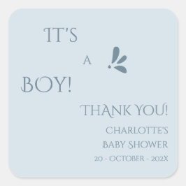It's A Boy! Minimalism Pastel Blue Baby Shower スクエアシール