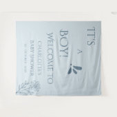 It's A Boy! Minimalism Pastel Blue Baby Shower タペストリー (正面(横))