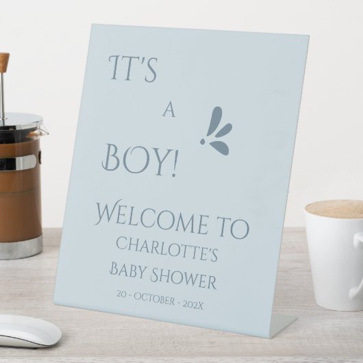 It's A Boy! Minimalism Pastel Blue Baby Shower 台座サイン (インサイチュ)