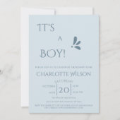 It's A Boy! Minimalism Pastel Blue Baby Shower 招待状 (正面)