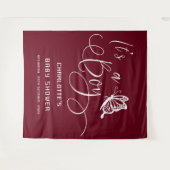 It's A Boy Modern Minimal Butterfly Baby Shower タペストリー (正面(横))