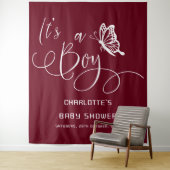 It's A Boy Modern Minimal Butterfly Baby Shower タペストリー (インサイチュ)